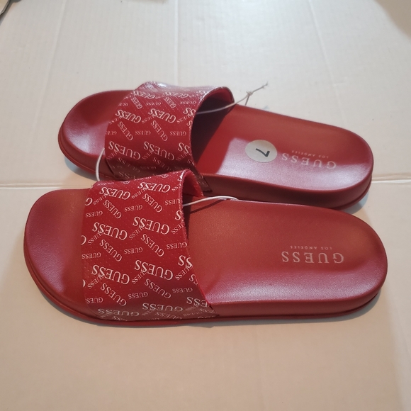 SOLD NWOT Guess Womens Red Slides Size 7 - Picture 4 of 5